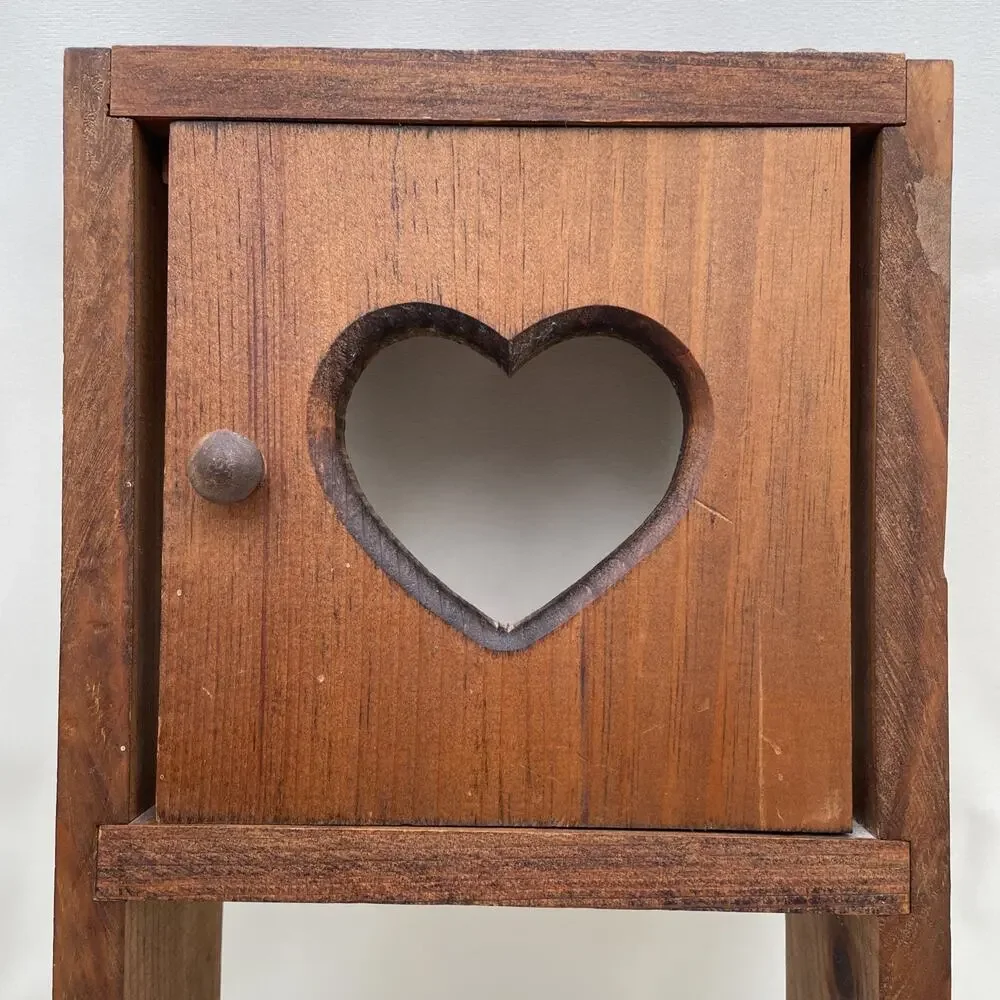 Vintage Wood Shelf With 1 Cutout Heart Door